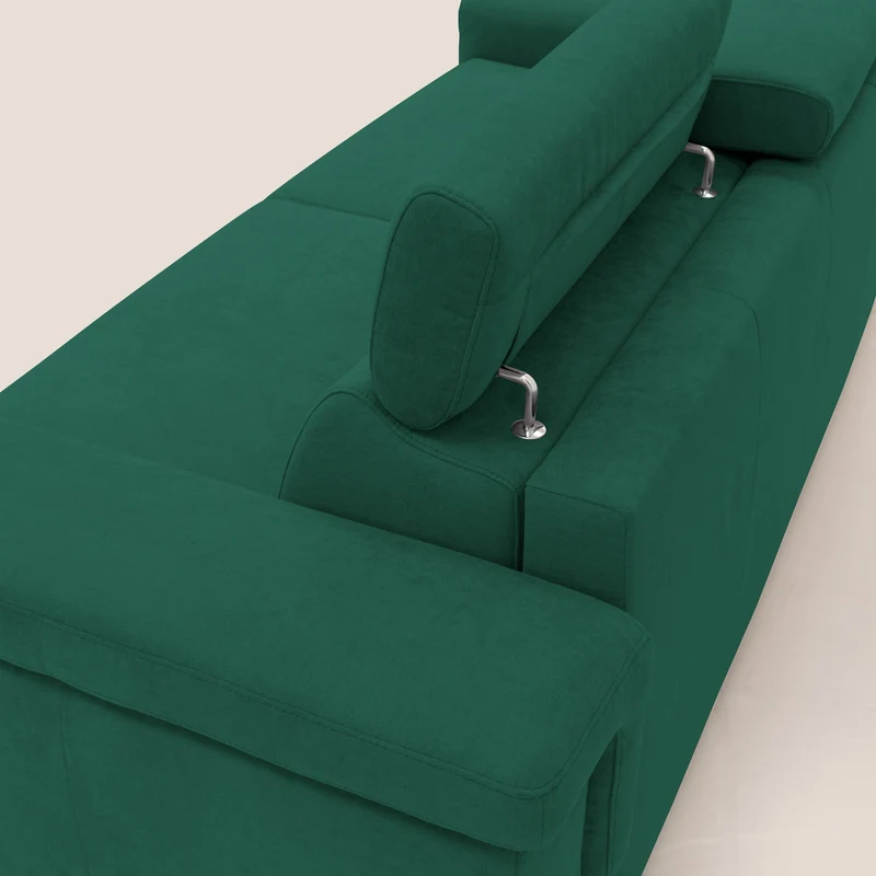 Giunone canapé convertible avec matelas de 18 cm et têtières inclinables en tissu imperméable T02 vert