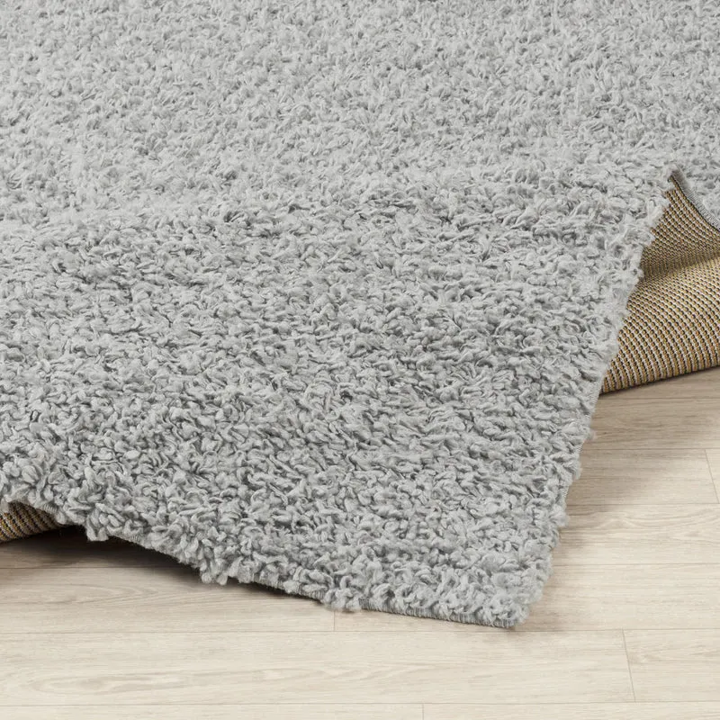 Tapis Rond Shaggy Moderne Gris Rond Boracay