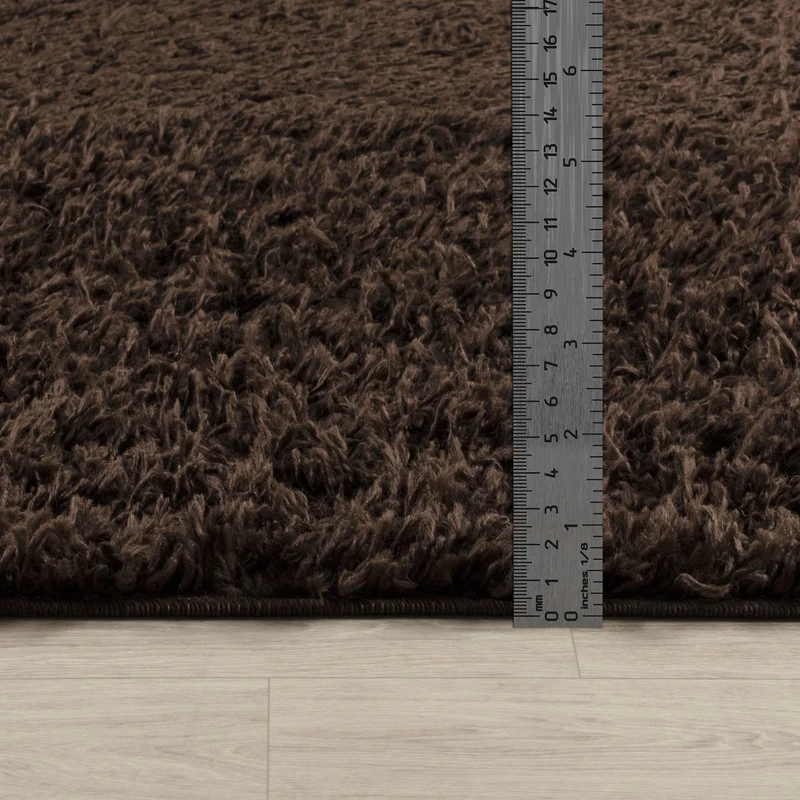 Tapis Shaggy Moderne Marron Foncé Boracay