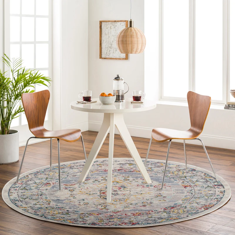 Tapis Rond Vintage Oriental Multicolore/Gris Rond Casablanca