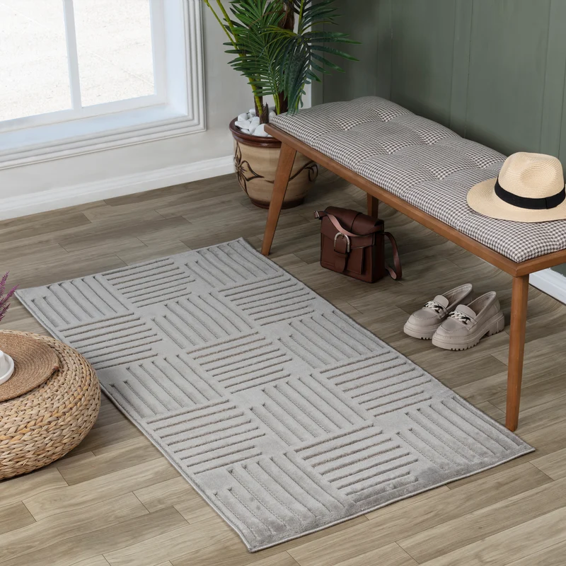 Tapis d'Intérieur/Extérieur Scandinave Moderne Gris Curico