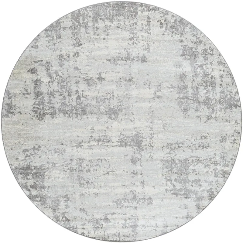 Tapis Rond Abstrait Moderne Gris/Ivoire Rond Dali