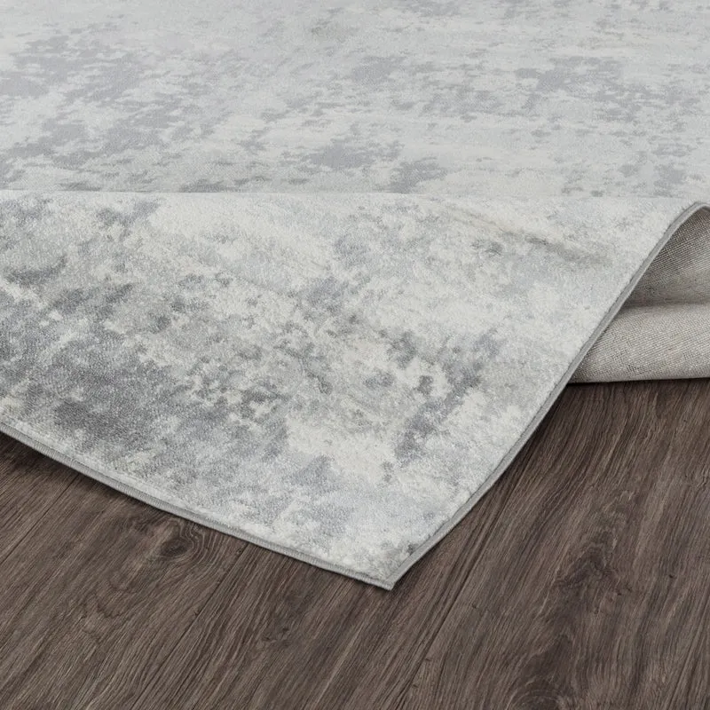 Tapis Rond Abstrait Moderne Gris/Ivoire Rond Dali