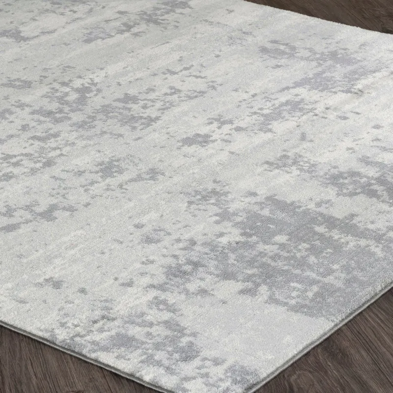 Tapis Rond Abstrait Moderne Gris/Ivoire Rond Dali