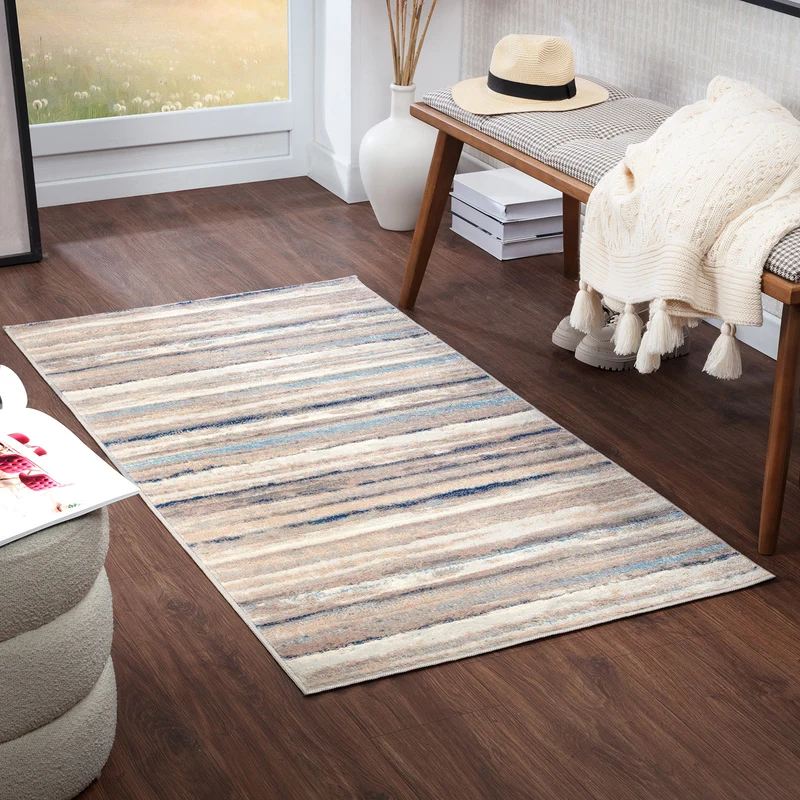 Tapis Scandinave Moderne Blanc/Gris/Bleu Dusel