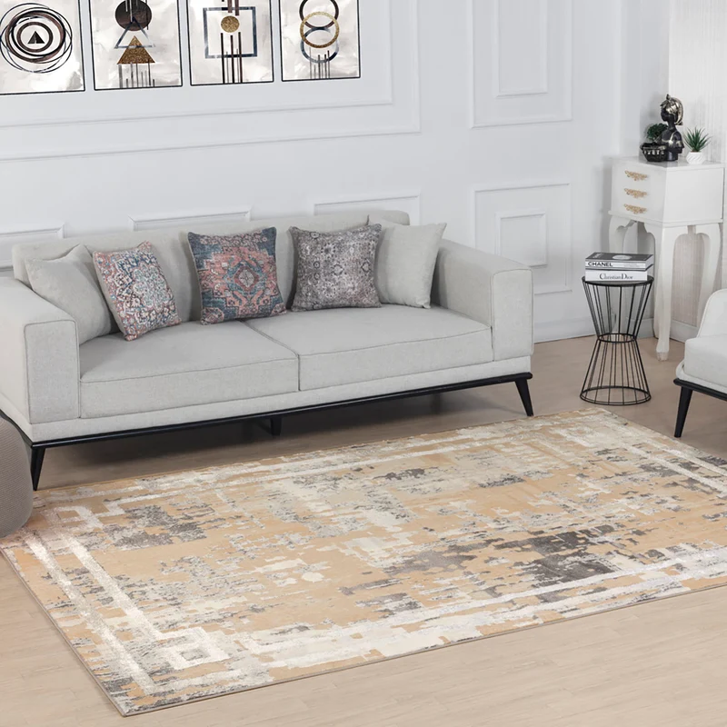 Tapis Abstrait Moderne Beige/Gris Goshen