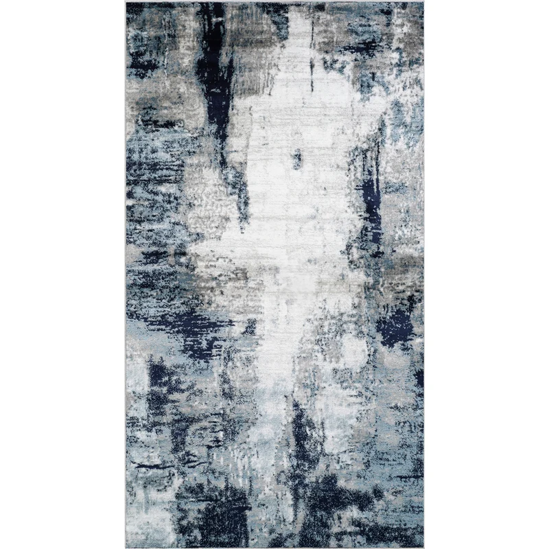 Tapis Abstrait Moderne Bleu/Blanc/Gris Helsinki