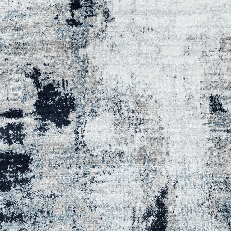 Tapis Rond Abstrait Moderne Bleu/Blanc/Gris Rond Helsinki