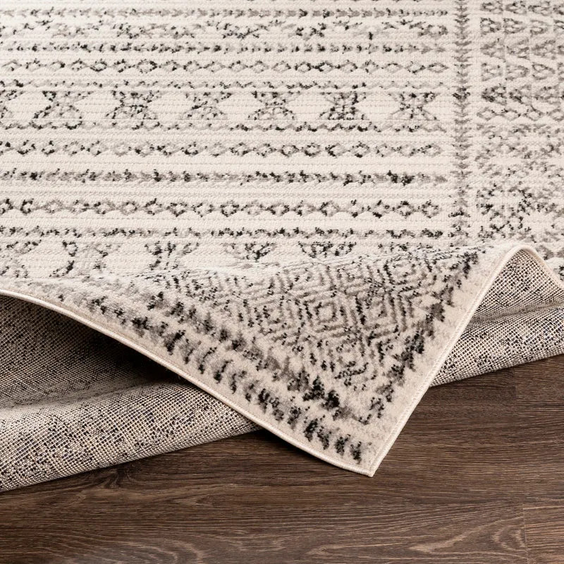 Tapis Scandinave Bohème Blanc/Noir Ipoh