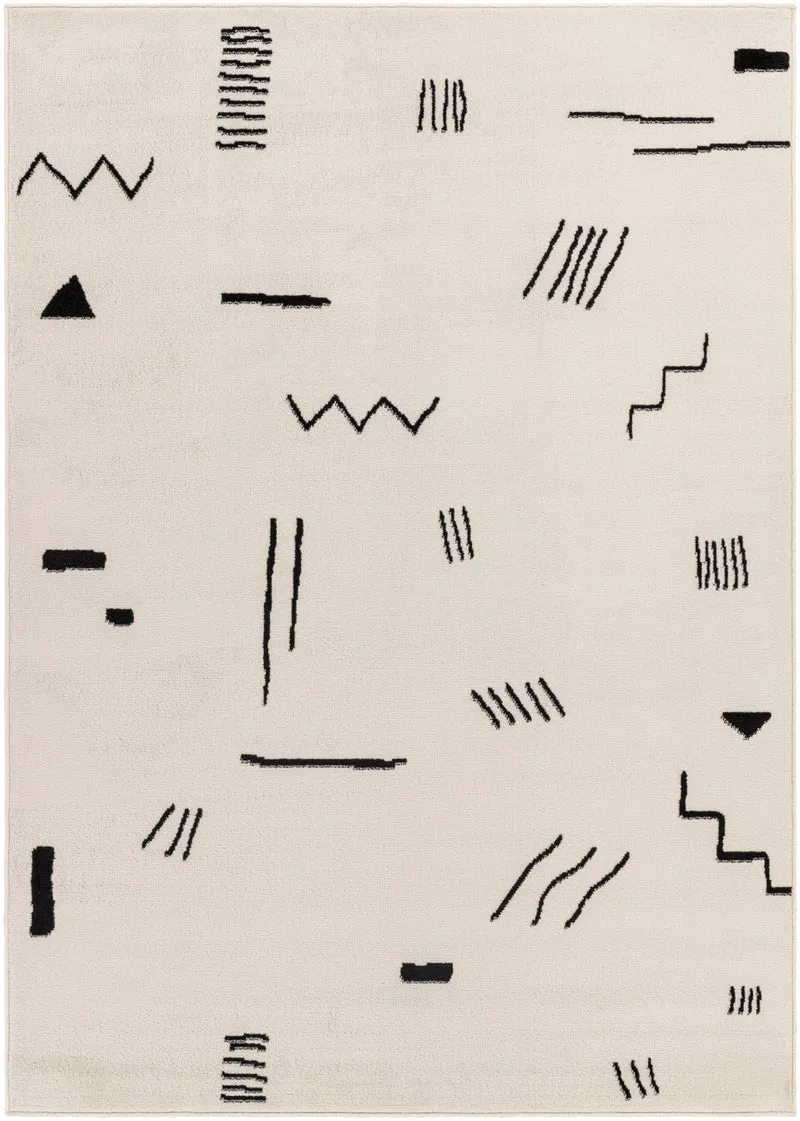 Tapis Scandinave Moderne Blanc/Noir Kyoto