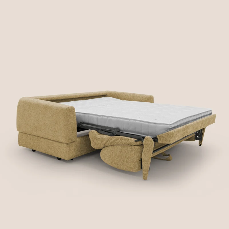 Happy Canapé convertible avec matelas H18 cm en tissu imperméable T10 jaune