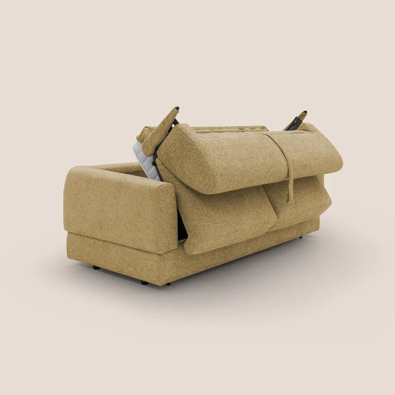 Happy Canapé convertible avec matelas H18 cm en tissu imperméable T10 jaune