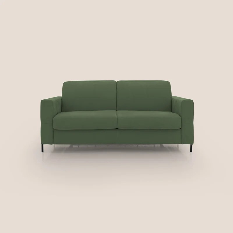 Ortensia canapé convertible matelas H 18cm et pieds hauts en élégante microfibre détachable T11 vert