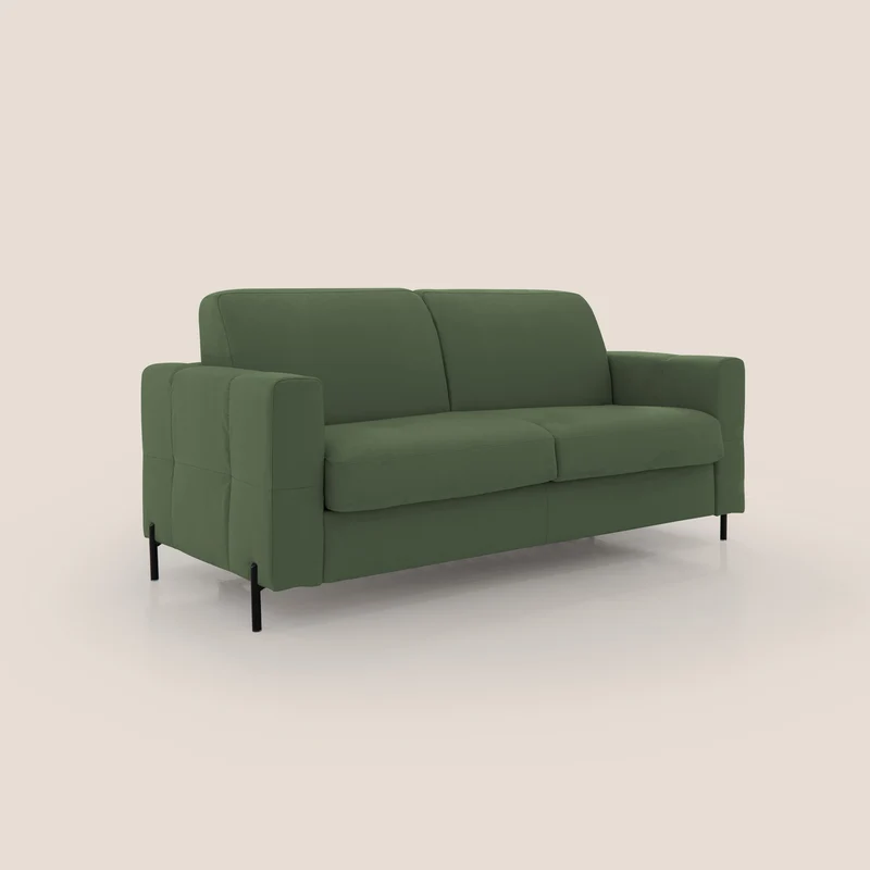 Ortensia canapé convertible matelas H 18cm et pieds hauts en élégante microfibre détachable T11 vert