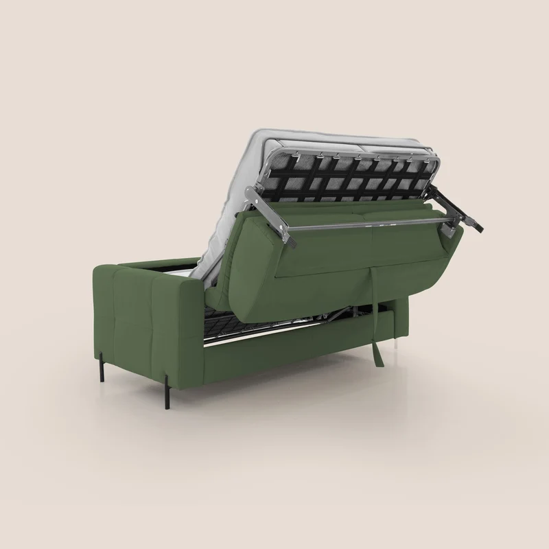 Ortensia canapé convertible matelas H 18cm et pieds hauts en élégante microfibre détachable T11 vert