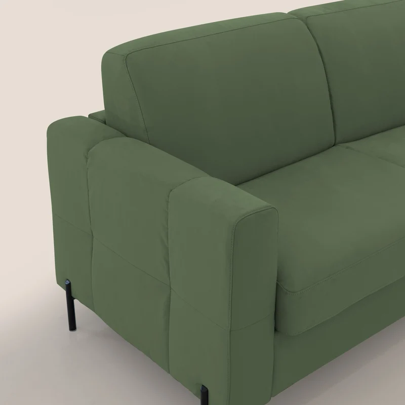Ortensia canapé convertible matelas H 18cm et pieds hauts en élégante microfibre détachable T11 vert