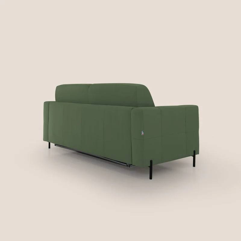 Ortensia canapé convertible matelas H 18cm et pieds hauts en élégante microfibre détachable T11 vert