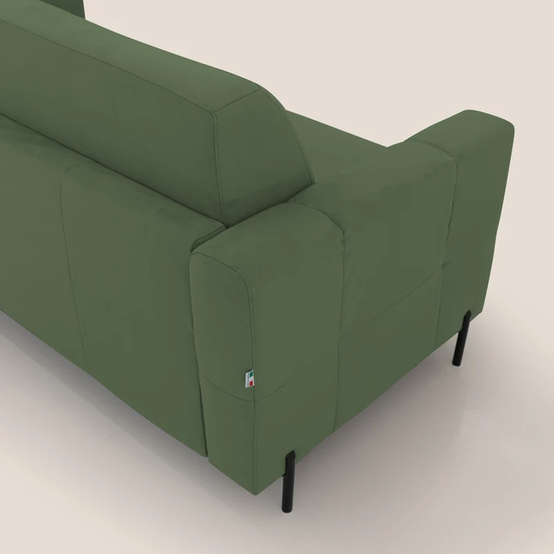 Ortensia canapé convertible matelas H 18cm et pieds hauts en élégante microfibre détachable T11 vert