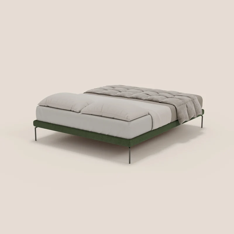 Ring sommier déhoussable avec pieds H 24cm en tissu imperméable T14 vert