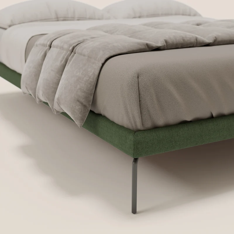 Ring sommier déhoussable avec pieds H 24cm en tissu imperméable T14 vert