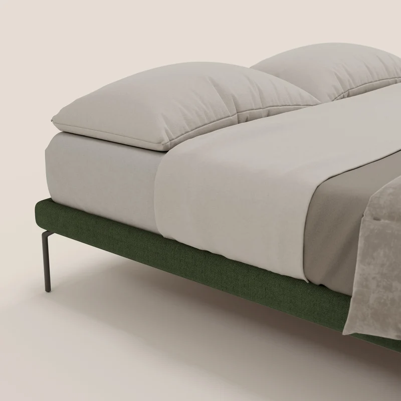 Ring sommier déhoussable avec pieds H 24cm en tissu imperméable T14 vert