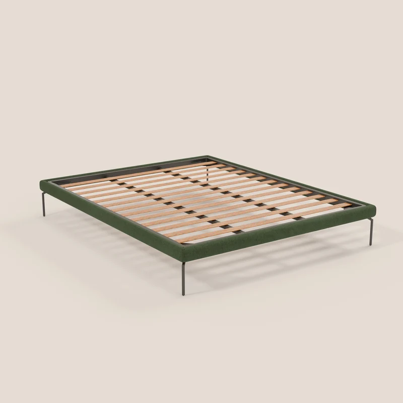 Ring sommier déhoussable avec pieds H 24cm en tissu imperméable T14 vert