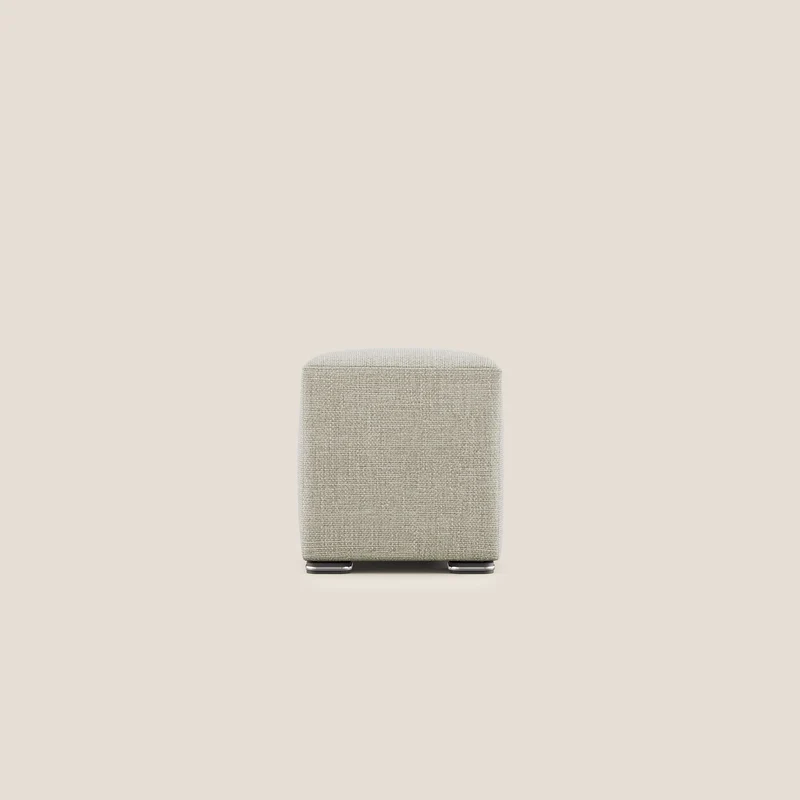 Cube pouf en tissu doux imperméable entrelacé melangé T06 crème