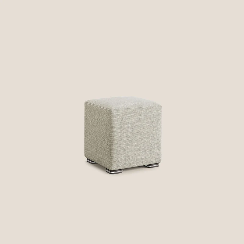 Cube pouf en tissu doux imperméable entrelacé melangé T06 crème