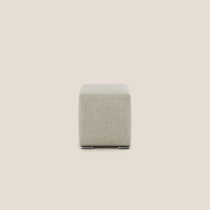 Cube pouf en tissu doux imperméable entrelacé melangé T06 crème