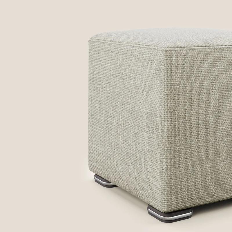 Cube pouf en tissu doux imperméable entrelacé melangé T06 crème