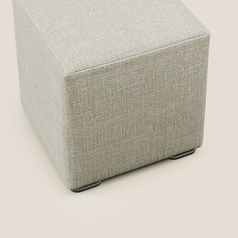 Cube pouf en tissu doux imperméable entrelacé melangé T06 crème