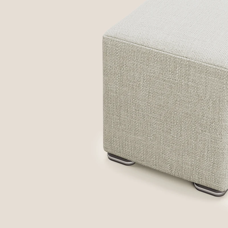 Cube pouf en tissu doux imperméable entrelacé melangé T06 crème