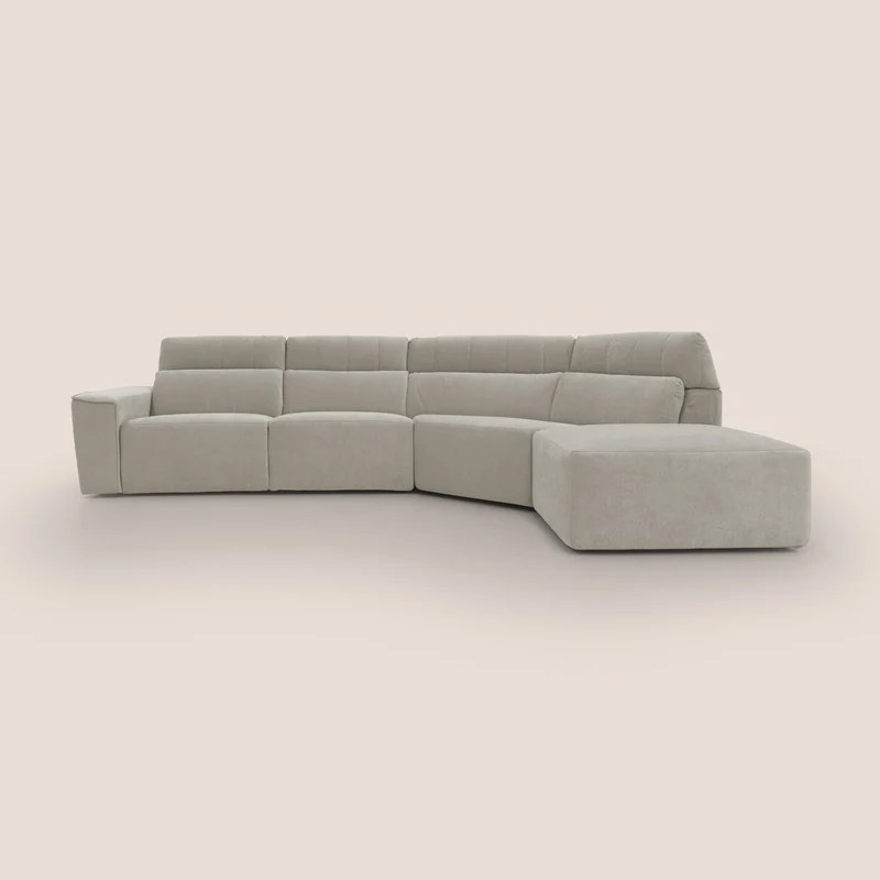 Clark Canapé d'angle avec option relax électrique en tissu imperméable et détachable T17 crème