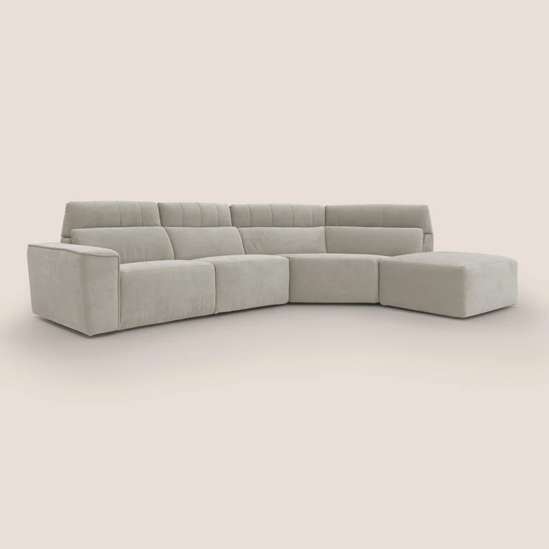 Clark Canapé d'angle avec option relax électrique en tissu imperméable et détachable T17 crème