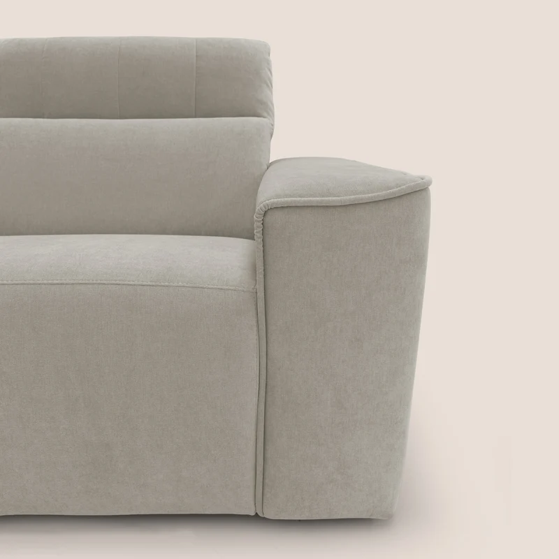 Clark Canapé d'angle avec option relax électrique en tissu imperméable et détachable T17 crème