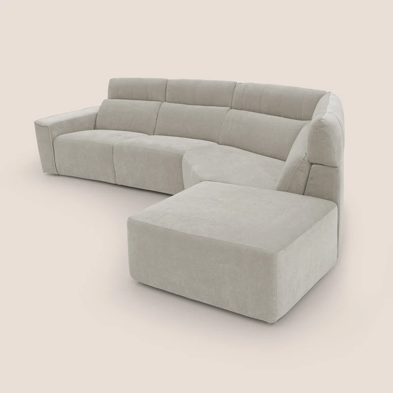 Clark Canapé d'angle avec option relax électrique en tissu imperméable et détachable T17 crème