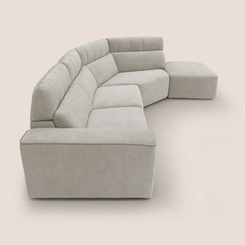 Clark Canapé d'angle avec option relax électrique en tissu imperméable et détachable T17 crème