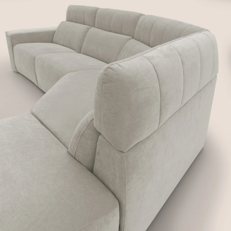 Clark Canapé d'angle avec option relax électrique en tissu imperméable et détachable T17 crème