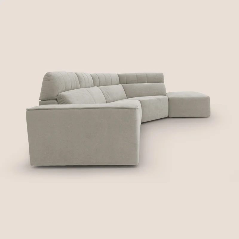Clark Canapé d'angle avec option relax électrique en tissu imperméable et détachable T17 crème