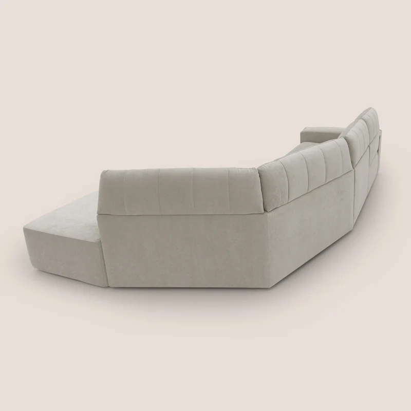 Clark Canapé d'angle avec option relax électrique en tissu imperméable et détachable T17 crème