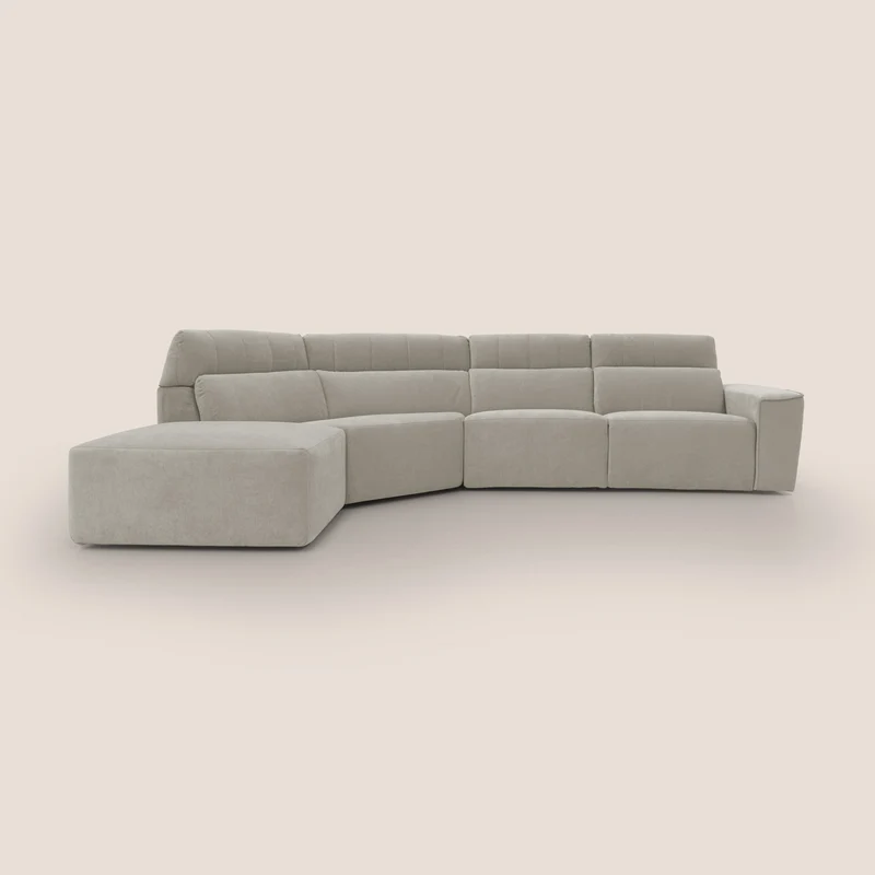 Clark Canapé d'angle avec option relax électrique en tissu imperméable et détachable T17 crème