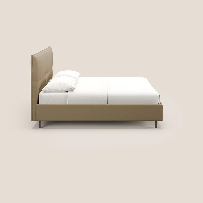 Izumi Lit rembourré avec coffre et pieds hauts en tissu détachable T05 beige