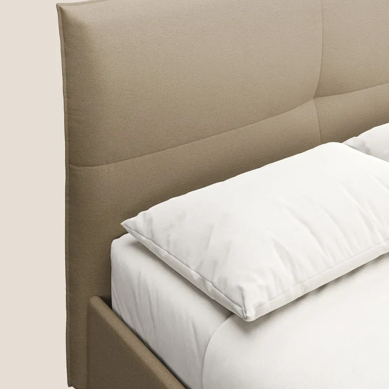 Izumi Lit rembourré avec coffre et pieds hauts en tissu détachable T05 beige
