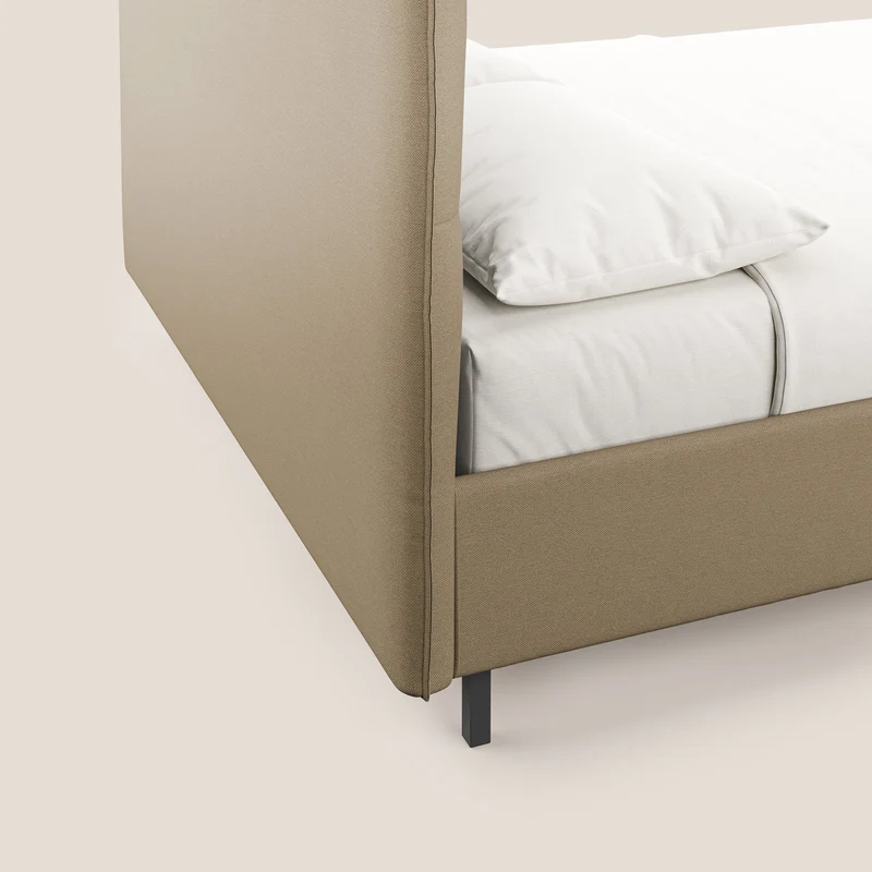 Izumi Lit rembourré avec coffre et pieds hauts en tissu détachable T05 beige