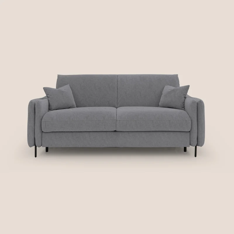 Gregory Canapé convertible avec matelas H18 cm en microfibre effet velours imperméable T09 gris