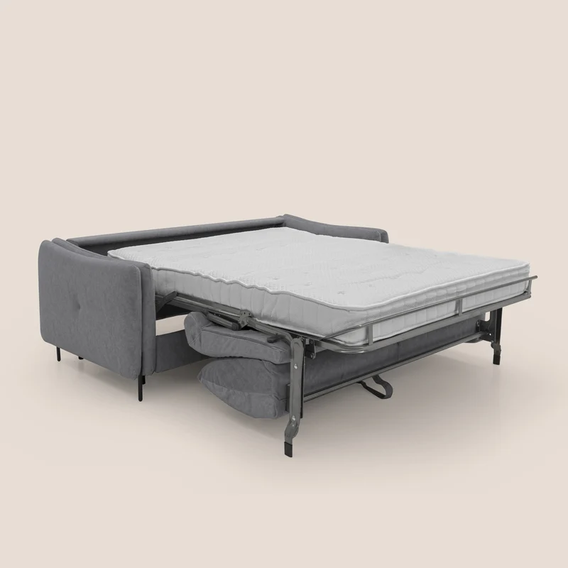 Gregory Canapé convertible avec matelas H18 cm en microfibre effet velours imperméable T09 gris