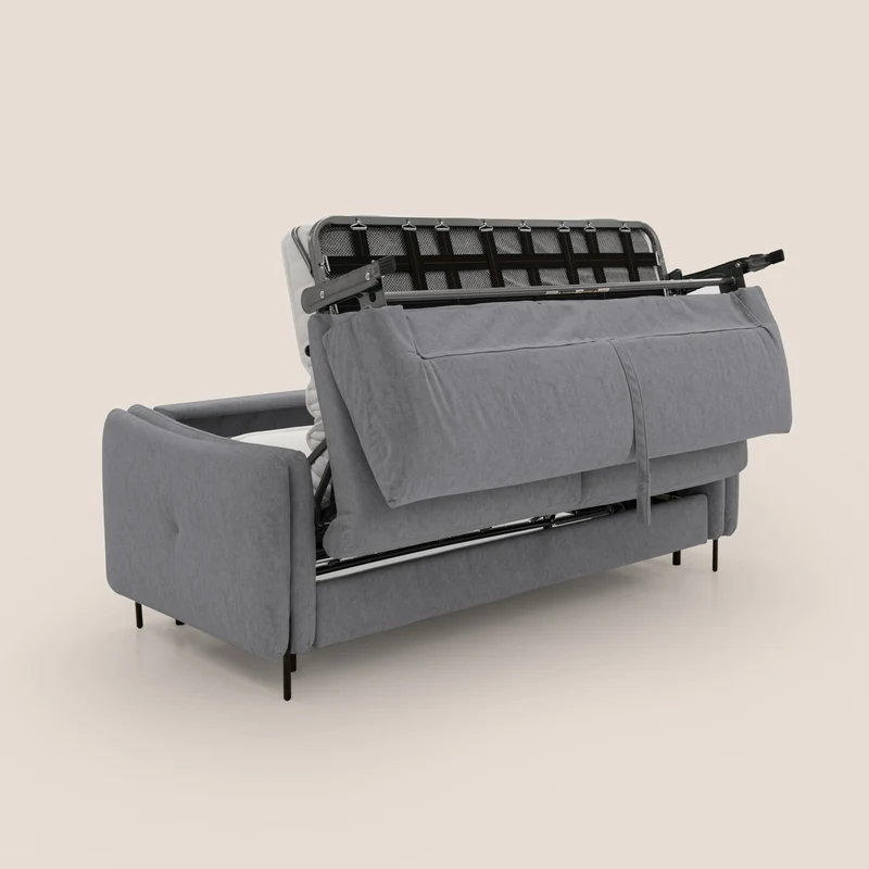 Gregory Canapé convertible avec matelas H18 cm en microfibre effet velours imperméable T09 gris