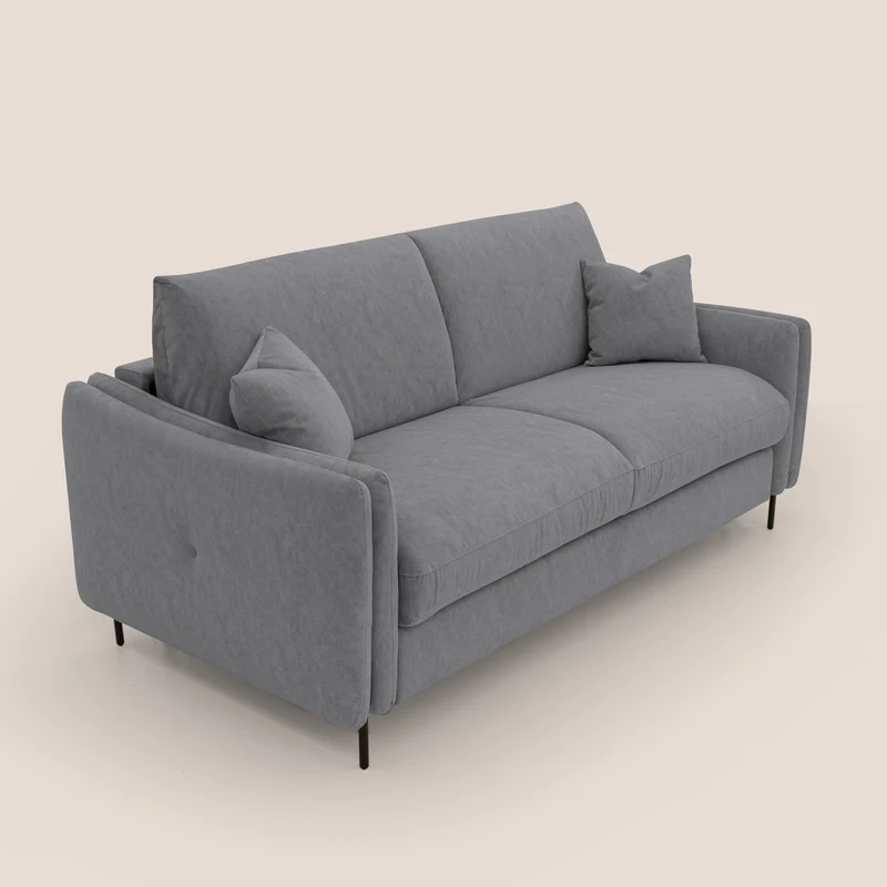 Gregory Canapé convertible avec matelas H18 cm en microfibre effet velours imperméable T09 gris