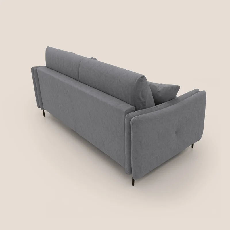 Gregory Canapé convertible avec matelas H18 cm en microfibre effet velours imperméable T09 gris