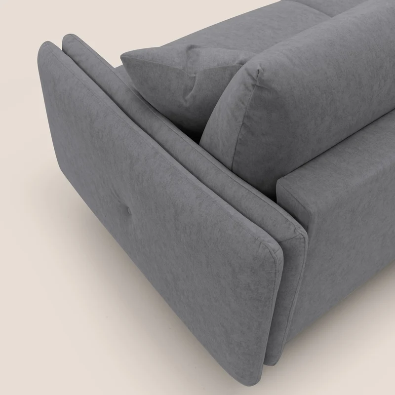 Gregory Canapé convertible avec matelas H18 cm en microfibre effet velours imperméable T09 gris